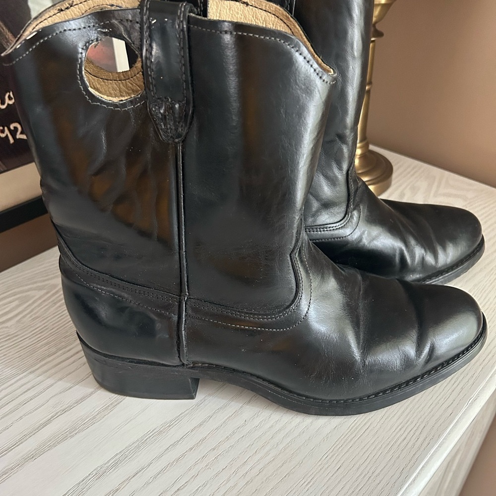 Black Leather Cowboy Boots
